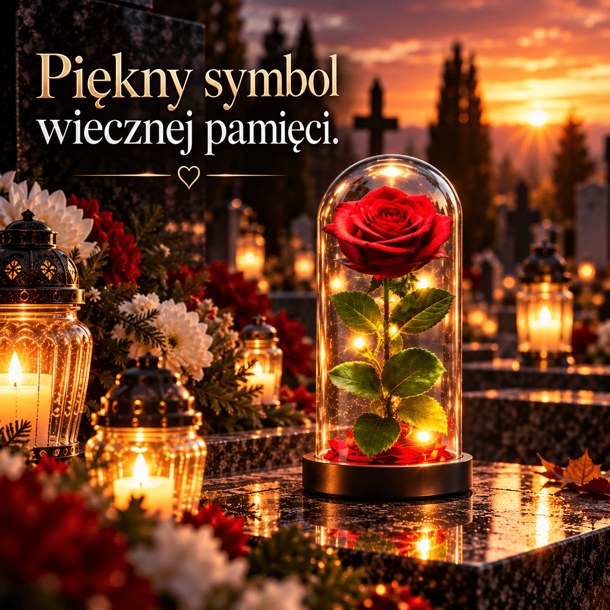 Wieczna Róża LED w szkle
